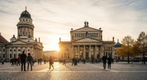 Gendarmenmarkt in Berlin, Germany, showcasing its stunning architecture and cultural ambiance, vibrant with history and artistic expression.
