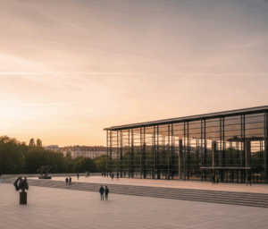 Neue Nationalgalerie event in Berlin, showcasing modern architecture by Ludwig Mies van der Rohe and contemporary art from renowned artists.